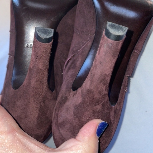 Aerin Stenet Bootie Maroon Suede Leather Cut Out Heeled Bootie size 8 - Picture 12 of 14